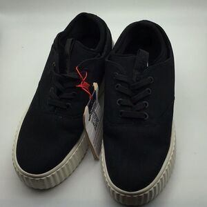 Pajar Canada Women’s Shoes Black Canvas Sneakers Lace-Up Size 10 White Cup Sole